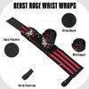 BEAST RAGE Wrist Wraps for Weightlifting Adjustable Lifting Straps & Wrist Straps with Thumb Loop for Enhanced Gym Support, Wrist Support for Powerlifting, Bodybuilding and Gym workout (Black/Red) view 4