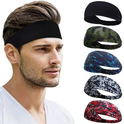 Beister Sports Headbands for Men Women (5 Pack), Moisture Wicking Sweat Band Elastic Wide Hair Bands, Workout Sweatband Athletic Mens Headband for Running, Cycling, Basketball, Gym Exercise, Football