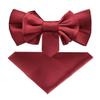 Vittorio Farina XL Solid Bow Tie & Pocket Square Set (Burgundy) view 1