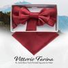Vittorio Farina XL Solid Bow Tie & Pocket Square Set (Burgundy) view 2