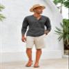 Mens Distressed Henley Shirts Vintage Long Sleeve Tee Shirts Casual Button Down Washed T-Shirts for Men Grey view 4