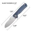 Petrified fish PF868 Bunta,3.35" D2 Satin Blade,146g G10 Handle Flipper Folding knife (Gray G10, Satin) view 3