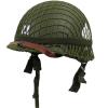 WWII US WW2 Army M1 Steel Pot Helmet Replica - Military Gear Uniform with Net Cover, Chin Strap, Cat Eye Belt view 1