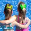 Wee Ones Girls' WeeSplash Vibrant Colored Vinyl Swim Hair Bow on a WeeStay Clip, Medium, Neon Green view 2