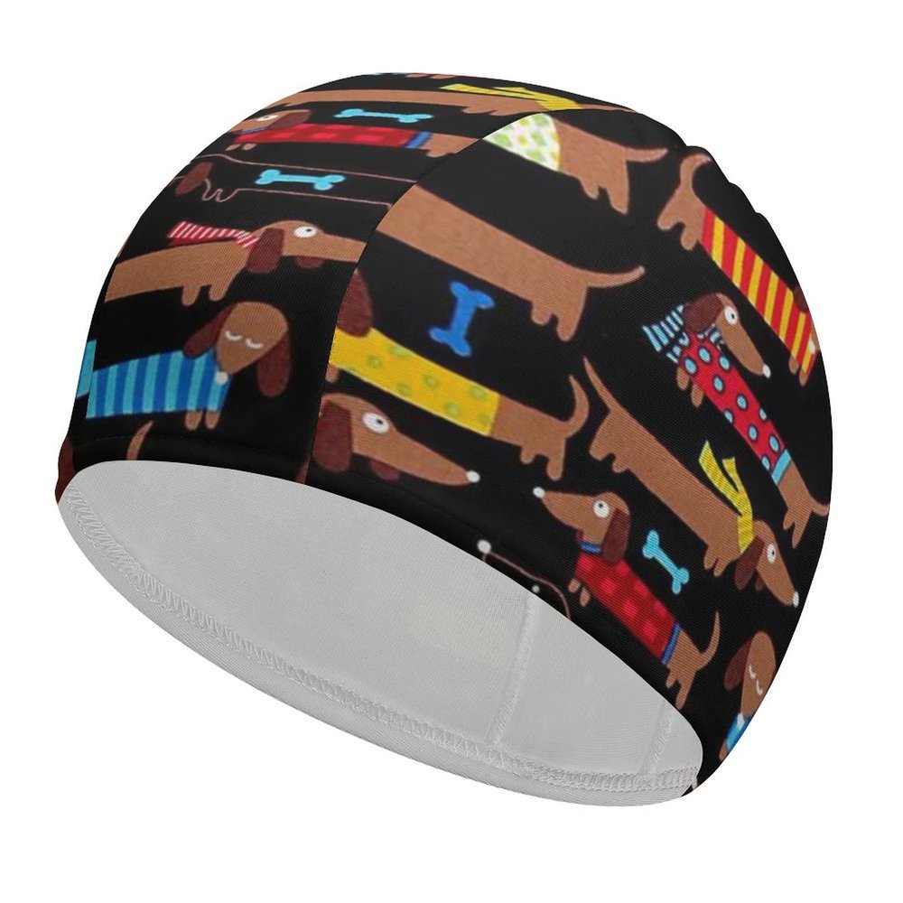 BAIKUTOUAN I Love My Dog Dachshunds Unisex Swim Cap Durable Elastic Bathing Cap Swimming Hat for Long Hair Short Hair
