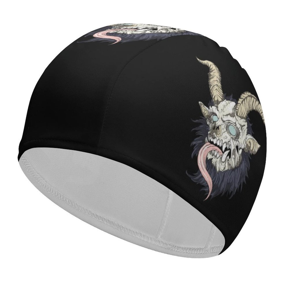 BAIKUTOUAN Krampus of The Yule Lord Unisex Swim Cap Durable Elastic Bathing Cap Swimming Hat for Long Hair Short Hair