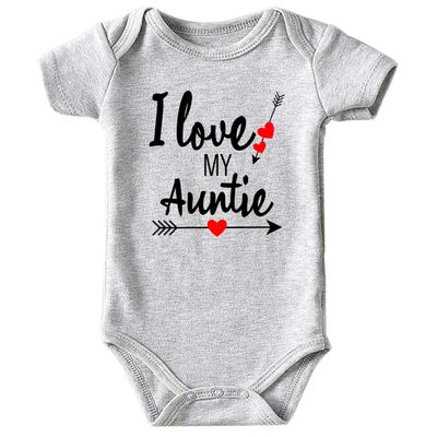 Azzwnee I Love My Auntie Baby Boy Clothes Unisex Funny Baby Bodysuits 0-3 months (gray,3-6M)