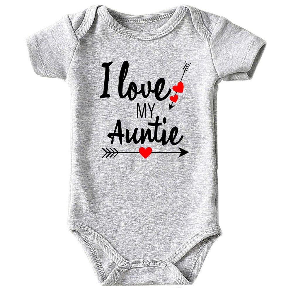 Azzwnee I Love My Auntie Baby Boy Clothes Unisex Funny Baby Bodysuits 0-3 months (gray,3-6M)
