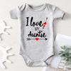Azzwnee I Love My Auntie Baby Boy Clothes Unisex Funny Baby Bodysuits 0-3 months (gray,3-6M) view 2