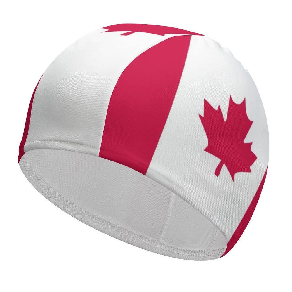 BAIKUTOUAN Canadian Flag Unisex Swim Cap Durable Elastic Bathing Cap Swimming Hat for Long Hair Short Hair