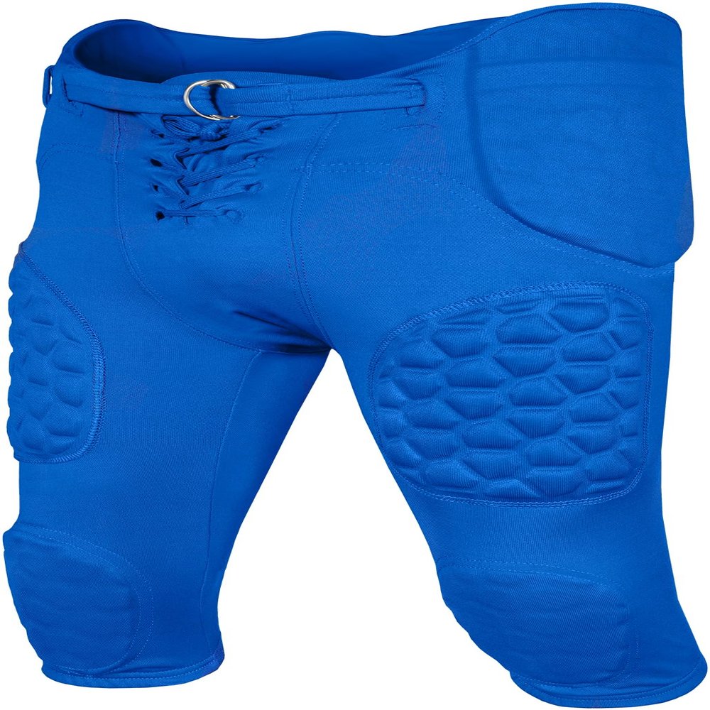 Exxact Sports Rebel Youth Football Pants with Built in Pads, Lightweight Integrated Football Practice Pants with Lace-up Fly (YS, Royal Blue)