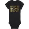 Fantasy Movie Baby Onesie - What About Second Breakfast? (6-12 Month - Black Fabric - Gold Design) view 1