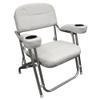 Wise 3367-784 Offshore Series Deluxe Folding Deck Chair with Stainless Steel Cup Holders, Brite White view 1