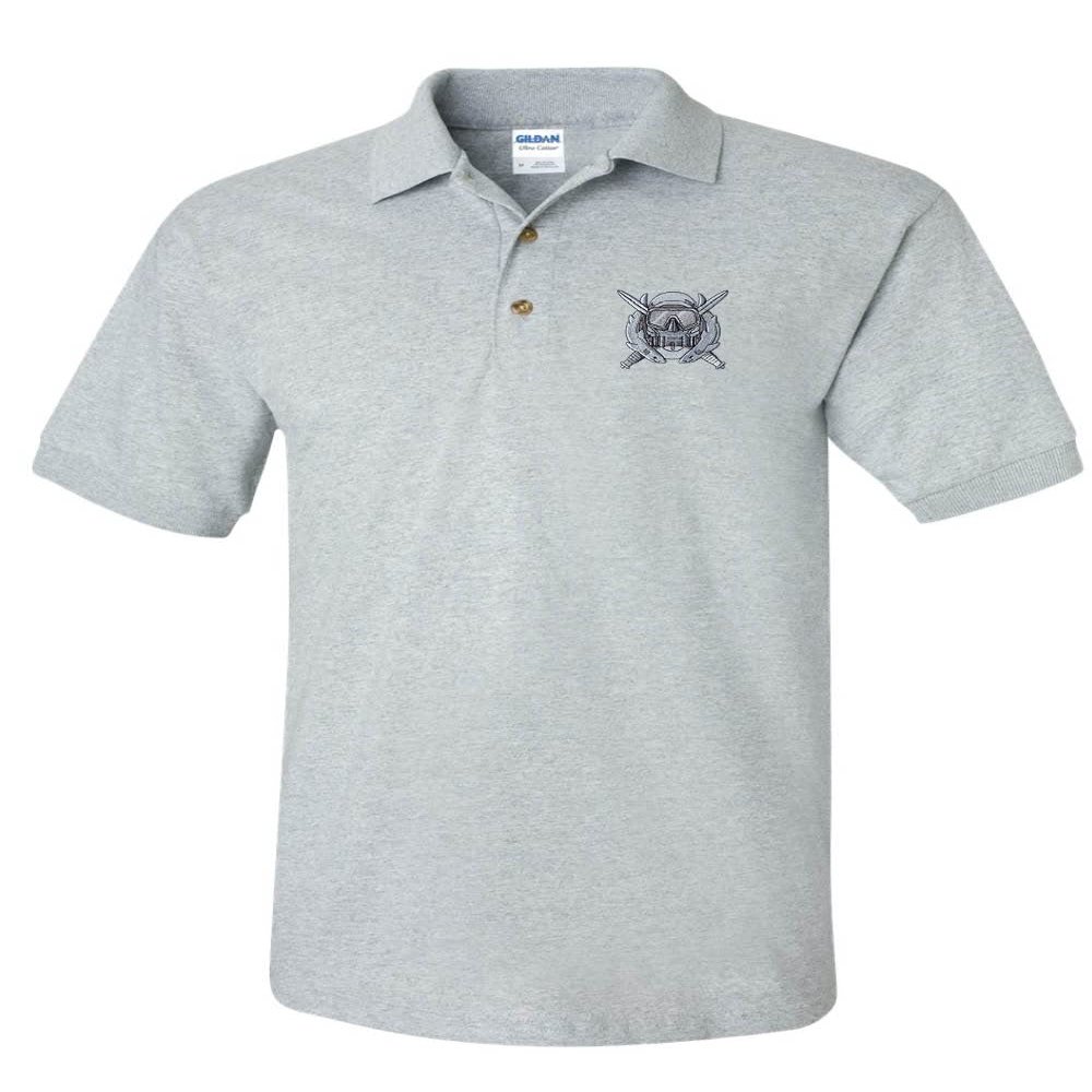 ALLNTRENDS Army Special Operations Diving Polo Shirt Embroidered Diver Men's Polo Shirt (L, Sporty Grey)