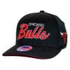 Mitchell & Ness Chicago Bulls Team Script 2.0 Stretch Snapback Hat Adjustable Cap - Black/Classic Script view 1