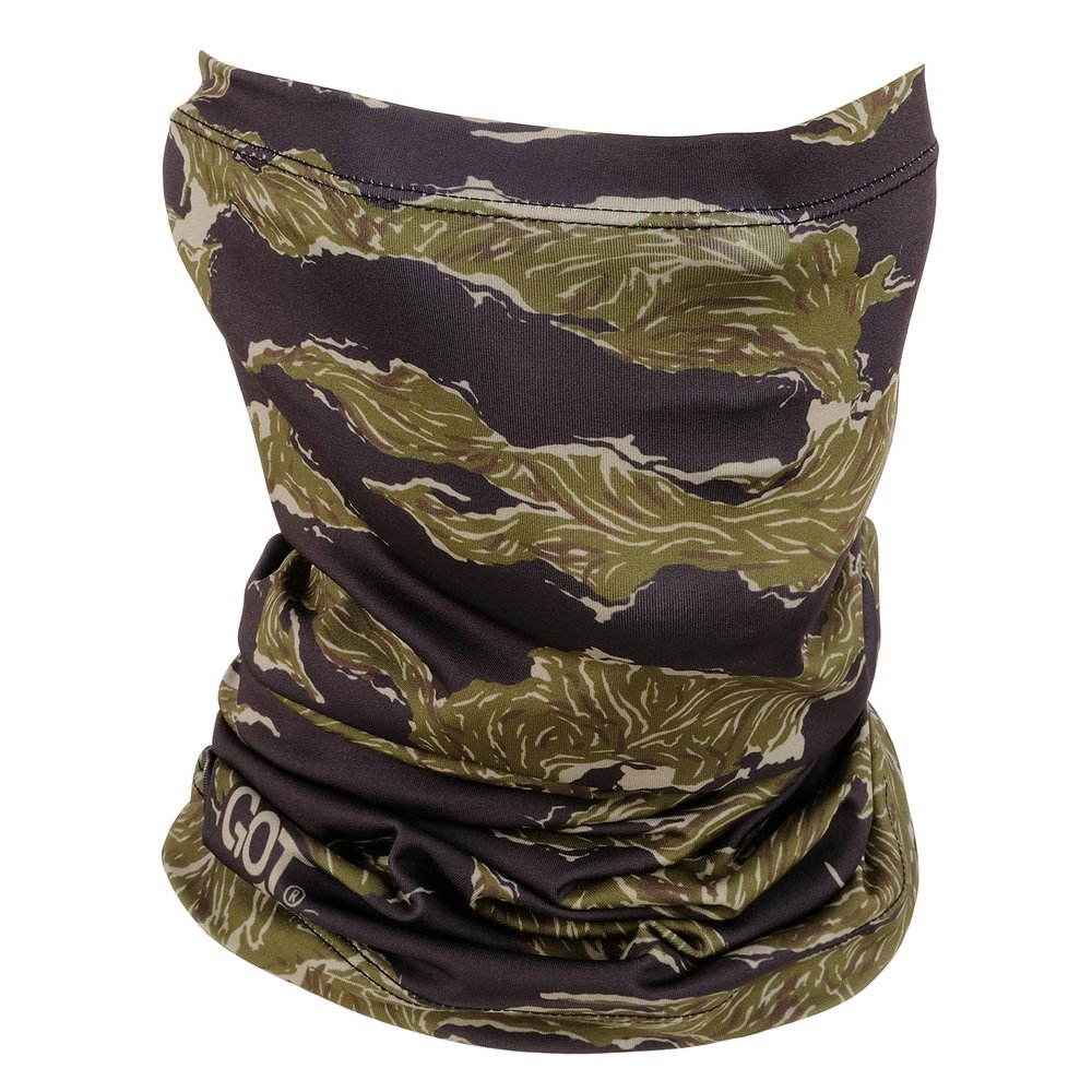 GOT Sports UPF 50+ Fishing Neck Gaiter - UV Face Mask Sun Protection for Men & Women - Camo SPF Face Cover Gator - Fishing, Hunting, Hiking (Olive Tiger Stripe)