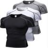 3 Pack Men's Compression Shirts Short Sleeve Workout T-Shirt Cool Dry Undershirts Baselayer Sport Cool Shirt Running Tops view 1