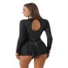 Hedmy Lyrical Women's Adult Figure Ice Skating Dress Long Sleeves Spandex Gymnastics Leotard Dress Black B Large view 3