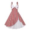 1950s Dresses for Women Vintage 1940s 50s Style Audrey Hepburn Retro Sleeveless Spaghetti Strap A Line Swing Knee Length Skater Tea Party Dress Summer Cocktail Evening Prom Gown Red-Stripe S view 1