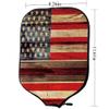 JCETUNO Pickleball Paddle Cover Protection Neoprene Racket Cover, Old Painted American Flag Wooden Fence, Fits Most Paddle/Racket view 2
