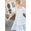 POLG Girls Summer Floral Dress Summer Kids Puff Sleeve Square Neck Smocked Flowy Sun Dresses Ruffle Bowknot Floral (A-Blue, 9-10 Years) view 4