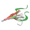 TOMYEUS Fishing Hooks 10pcs/lot Glow Assist Hooks with Squid Skirts Lumious Slow Jig Silicone Skirt Fishing Hook Sea Fishing Accessories Fishing Accessories (Color : Dark green-10pcs) view 1