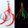 TOMYEUS Fishing Hooks 10pcs/lot Glow Assist Hooks with Squid Skirts Lumious Slow Jig Silicone Skirt Fishing Hook Sea Fishing Accessories Fishing Accessories (Color : Dark green-10pcs) view 4