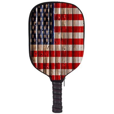 JCETUNO Pickle Ball Raquette Sleeve, Old Painted American Flag, Great Gift for Men, Women, Teens, Seniors, Kids and Adults of All Ages Who Love Pickleball Balls