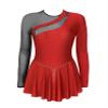 Hedmy Lyrical Women's Adult Figure Ice Skating Dress Long Sleeves Spandex Gymnastics Leotard Dress Red&Black B Large view 4