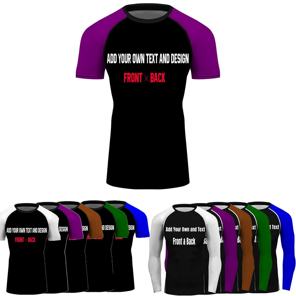 Custom Your Own Print Front & Back BJJ Foundation Rash Guard - Short Sleeve Compression Base Layer Rash Guard