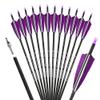 ZSHJGJR 30 Inch Archery Carbon Arrows Hunting Arrows with 4 Turkey Feather Target Practice Arrows Spine 500 for Compound & Recurve &Traditional Bow 6/12pcs (Purple, 12pcs Arrows) view 1