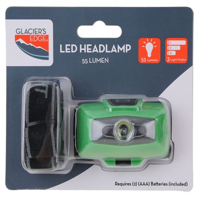 Glacier's Edge 6PK - 55 Lumen LED Headlamp Green 2X AAA (Included) Weather Resistance