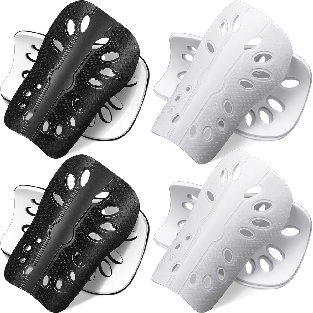 Zhanmai 4 Pairs Kids Soccer Shin Guards Breathable Shin Guard Sleeves Toddler Shin Guards for Soccer Girls Boys Child Calf Protective Gear Shin Pad for 3-10 Years Old Children Soccer(Black and White)