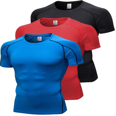 3 Pack Men's Compression Shirts Short Sleeve Workout T-Shirt Cool Dry Undershirts Baselayer Sport Cool Shirt Running Tops