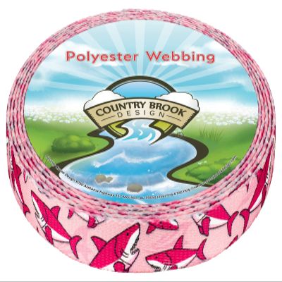 Country Brook Design - Pink Sharks Polyester Webbing (3/4 Inch, 50 Yards)