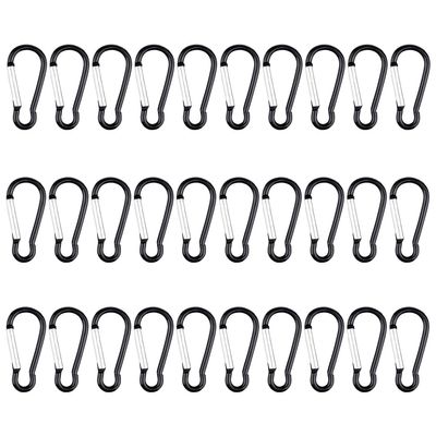 30 Pcs Carabiner Clips, Bantoye 2 Inch Aluminum Spring Lock Hooks Snap Hooks for Backpack Hiking Camping Travelling, Black