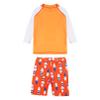 Moily Kids Boys 2PCS Shark Swimsuit UPF 50+ Rash Guard Swimwear Long Sleeves Shirts Top with Shorts Set Orange Board 5-6 Years view 2