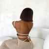 Seyumixi Women Spaghetti Strap Button Down Dress V Neck Knit Bodycon Long Dress Y2k Tank Maxi Dress(Dark Apricot,L) view 3