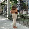 Seyumixi Women Spaghetti Strap Button Down Dress V Neck Knit Bodycon Long Dress Y2k Tank Maxi Dress(Dark Apricot,L) view 4