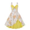 1950s Dresses for Women Vintage 1940s 50s Style Audrey Hepburn Retro Sleeveless Spaghetti Strap A Line Swing Knee Length Skater Tea Party Dress Summer Cocktail Evening Prom Gown Yellow-Floral M view 1
