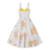 1950s Dresses for Women Vintage 1940s 50s Style Audrey Hepburn Retro Sleeveless Spaghetti Strap A Line Swing Knee Length Skater Tea Party Dress Summer Cocktail Evening Prom Gown Yellow-Floral M view 2