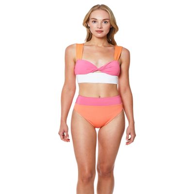 Sanctuary Block Party Over-The-Shoulder Crop Top White Multi SM