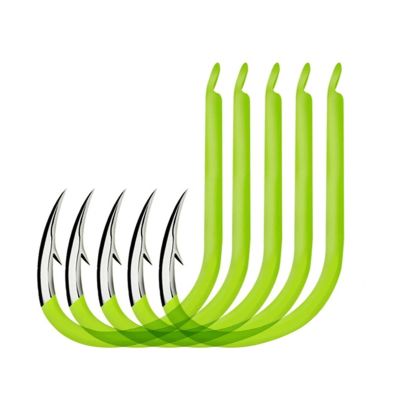 TOMYEUS Fishing Hooks 50 Pcs Fluorescent Fishing Hooks Barbed Single Circle Carp Hook Carbon Steel Sea Fishinhook Fly Fishing Tackle Accessories Fishing Accessories (Color : Without hole-11)
