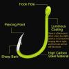 TOMYEUS Fishing Hooks 50 Pcs Fluorescent Fishing Hooks Barbed Single Circle Carp Hook Carbon Steel Sea Fishinhook Fly Fishing Tackle Accessories Fishing Accessories (Color : Without hole-11) view 3