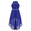 ranrann Kids Girls Sleeveless Floral Lace Shiny Rhinestone Maxi Dress Birthday Party Formal Dance Romper Gown Z Royal Blue 13-14 view 2