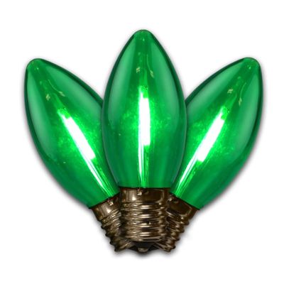 Holiday Bright Lights Smooth Transparent LED C9 Christmas Light Bulbs Green