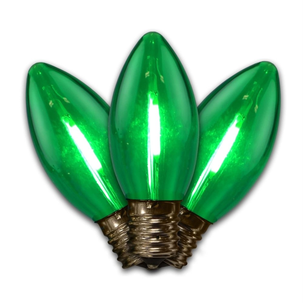 Holiday Bright Lights Smooth Transparent LED C9 Christmas Light Bulbs Green