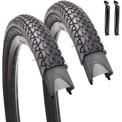 2 Pack 26" x 2.125" Inch Replacement Bike Tire Beach Cruiser Tire with Levers Comfortable Foldable Black Side Wall Bicycle Tire