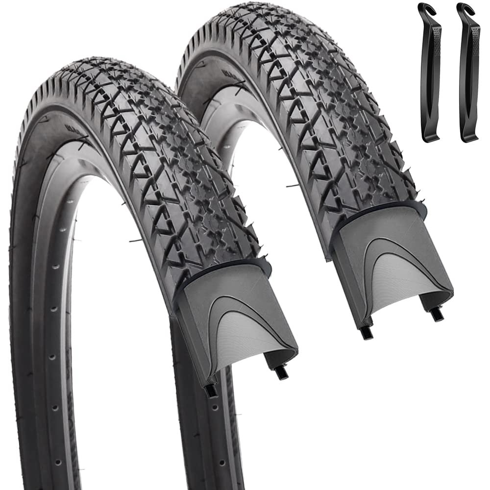 2 Pack 26" x 2.125" Inch Replacement Bike Tire Beach Cruiser Tire with Levers Comfortable Foldable Black Side Wall Bicycle Tire