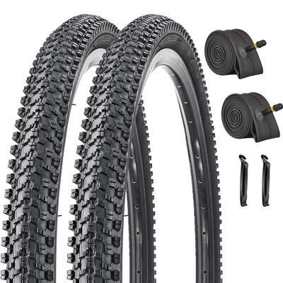 2 Pack 26x1.95 Inch Bike Tire Folding Bead Replacement Tire Double Packing for Mountain Bicycle Tire with Inner Tubes and Tire Levers